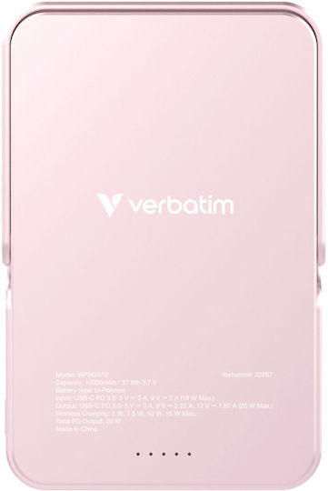 Verbatim Charge ‘n’ Go MagSafe Power Bank 10000mAh 15W with USB-C Port Pink view 4