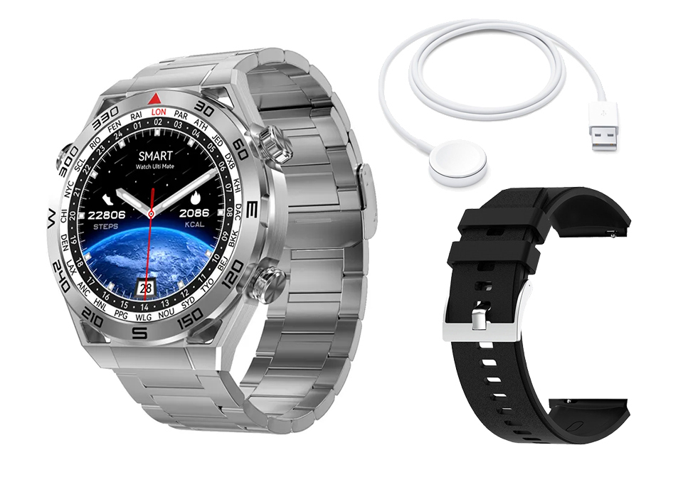 Aluminium Smartwatch with Heart Rate Monitor (Silver)
