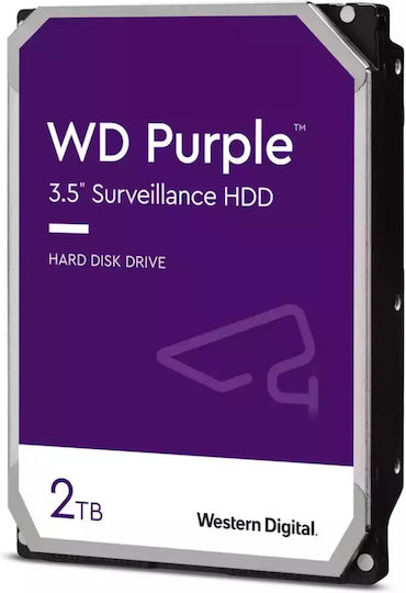 Western Digital Purple 2TB HDD Hard Drive 3.5" SATA III 5400rpm with 64MB Cache for Desktop WD23PURZ vue 2