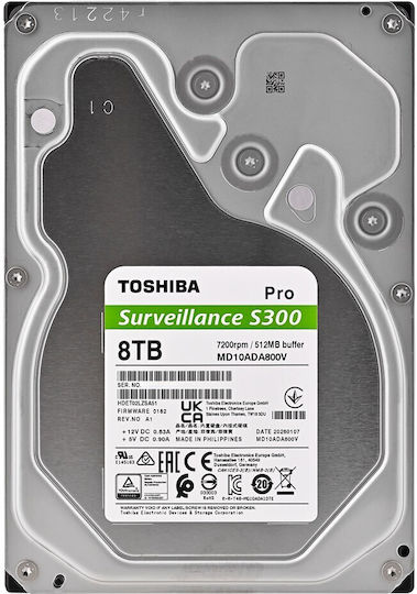 Toshiba S300 Pro Surveillance Bulk 8TB HDD Hard Drive 3.5" SATA III 7200rpm with 512MB Cache for NAS MD10ADA800V view 4