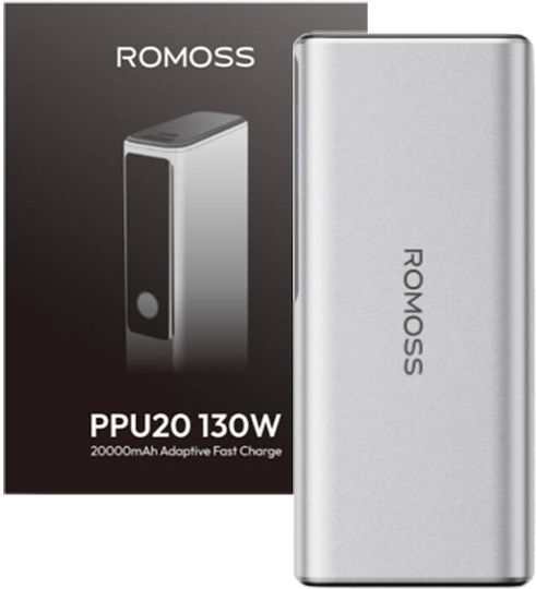 Romoss PPU20 Power Bank 20000mAh 130W with 2 USB-A Ports and USB-C Port Power Delivery / Quick Charge 3.0 Silver vue 2
