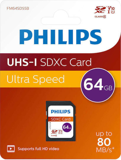 Philips SDXC 64GB U1 UHS-I 80MB/s with Adapter view 2
