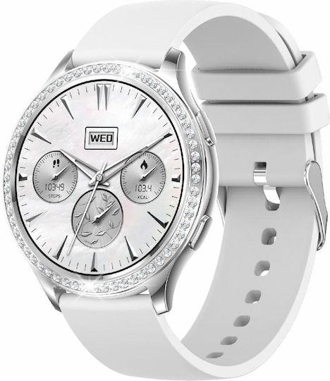 Ak53 Ip67 Bt5.2 1.32inch Smart Watch Support Voice Call Health Monitoring Style:silicone Strap Silver