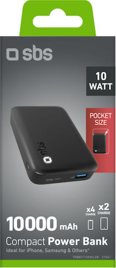 SBS BCT10000LDK Power Bank 10000mAh 10W with USB-A Port and USB-C Port Black view 2
