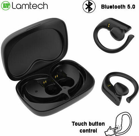 Lamtech LAM021820 Earbud Bluetooth Handsfree Earphones with Charging Case Black view 2