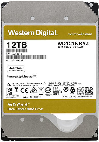 Western Digital Gold 12TB HDD Hard Drive 3.5" SATA III 7200rpm with 512MB Cache for Server WD122KRYZ view 2