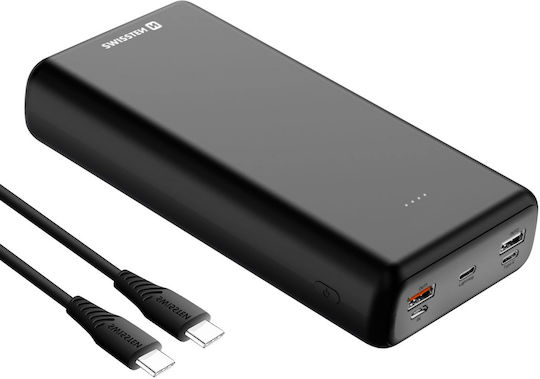 Swissten Power Bank 30000mAh 20W with 2 USB-A Ports and 3 USB-C Ports Power Delivery Black view 4