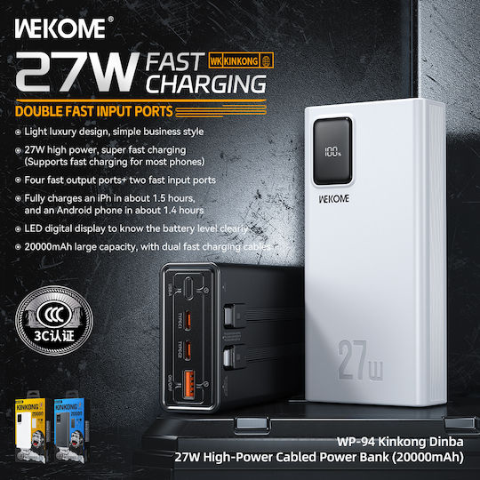 WK WP-94A Power Bank 20000mAh 27W Black view 3