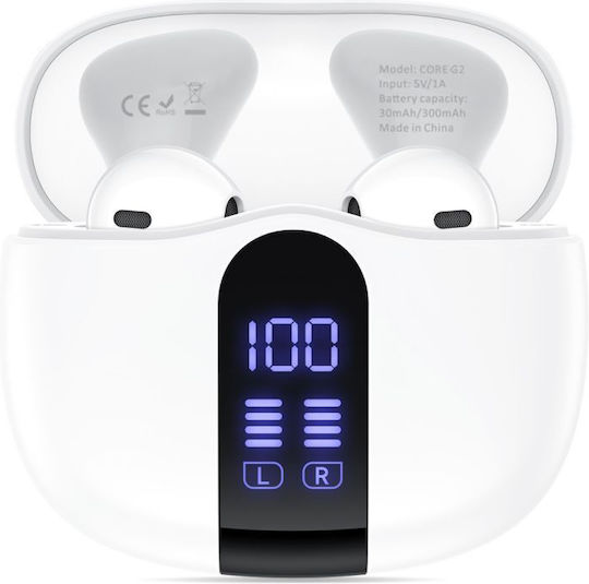 Tech-Protect Ultraboost Core G2 Earbud Bluetooth Handsfree Earphones with Charging Case White view 4
