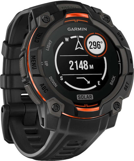 Garmin Instinct 3 Solar Aluminium 45mm Waterproof Smartwatch with Heart Rate Monitor (Black with Black Band) vue 2