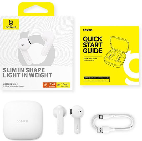 Baseus Bowie E16 In-ear Bluetooth Handsfree Earphones with Sweat Resistance and Charging Case White view 4