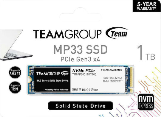 TeamGroup MP33 SSD 1TB M.2 Type with PCI Express 3.0 Connection TM8FP6001T0C101 view 2