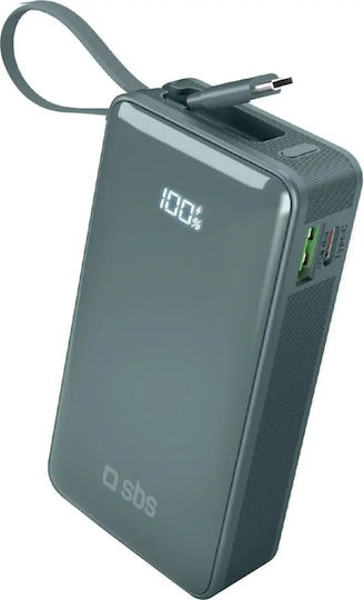 SBS Power Bank 10000mAh 22.5W with USB-A Port and USB-C Port Power Delivery Light Blue