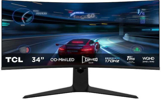 TCL 34R83Q Ultrawide HDR Curved Gaming Monitor 34" QHD 3440x1440 170Hz with Response Time 1ms GTG view 2
