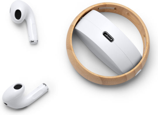 Auron Earbud Bluetooth Handsfree Earphones with Charging Case White view 2