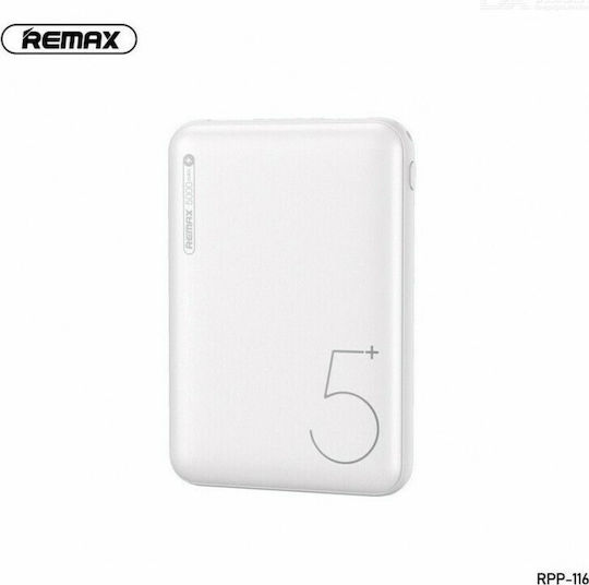 Remax RPP-116 Power Bank 5000mAh with USB-A Port and USB-C Port White