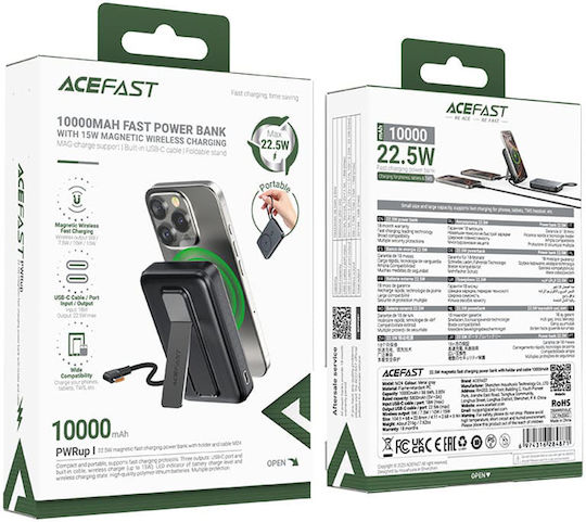 Acefast M24 Power Bank 10000mAh 22.5W with USB-C Port Metal Gray view 7