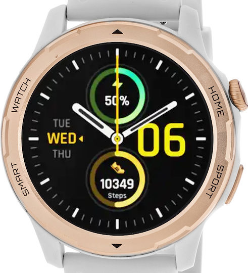 3Guys 3GW1453 45mm Smartwatch with Heart Rate Monitor (White Rubber Strap) view 2