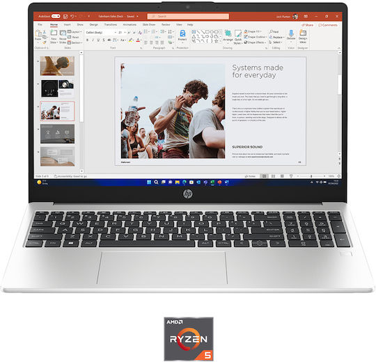 HP 255 G10 15.6" IPS FHD (Ryzen 5-7530U/16GB/512GB SSD/W11 Pro) Turbo Silver (US Keyboard) view 1