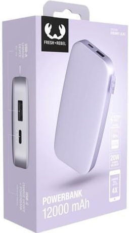 Fresh 'n Rebel Power Bank 12000mAh 10W with USB-A Port and USB-C Port Dreamy Lilac view 4
