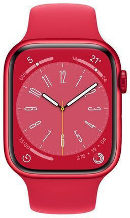 Apple Watch Series 8 Cellular Aluminium 45mm Waterproof with eSIM and Heart Rate Monitor ((PRODUCT)Red) view 1