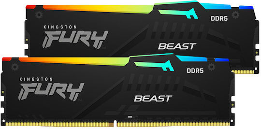 Kingston Fury Beast RGB DDR5 32GB RAM with 2x16GB Modules and Speed 5600 for Desktop KF556C40BBAK2-32 view 2