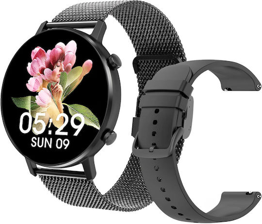 Timeon Black Smartwatch Idealstore Full Hd 1.3 Inch Screen Blood Pressure Heart Rate Monitoring Ip67 Water Resistant Bluetooth Call Notifications Whatsapp Facebook Multi-sport Mode Android Ios Operating System view 1