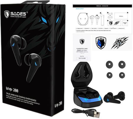 Sades Wings 200 In-ear Bluetooth Handsfree Earphones with Charging Case Black view 4
