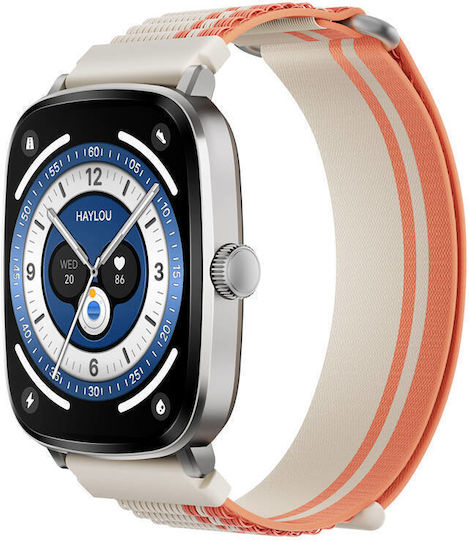 Haylou RS5 50mm Smartwatch with Heart Rate Monitor (Silver) vue 3