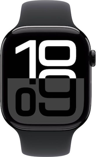 Apple Watch Series 10 Aluminium 46mm Waterproof with Heart Rate Monitor (Jet Black with Black Sport Band (M/L)) view 2