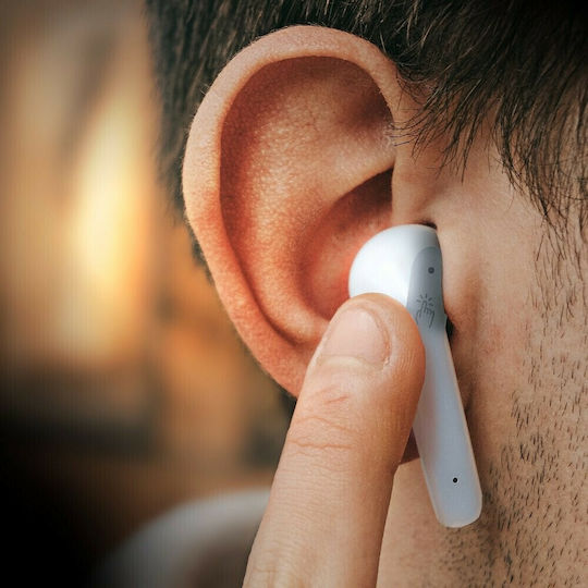 HP-037 Earbud Bluetooth Handsfree Earphones with Charging Case White view 5