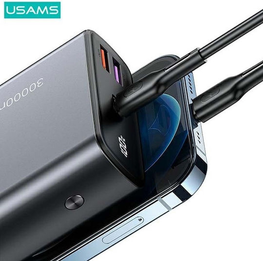 Usams PB68 Power Bank 30000mAh 65W with 2 USB-A Ports and USB-C Port Quick Charge 3.0 Black vue 5