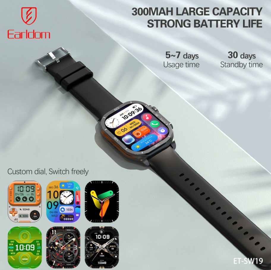 Earldom ET-SW19 Smartwatch with Heart Rate Monitor (Black) view 4