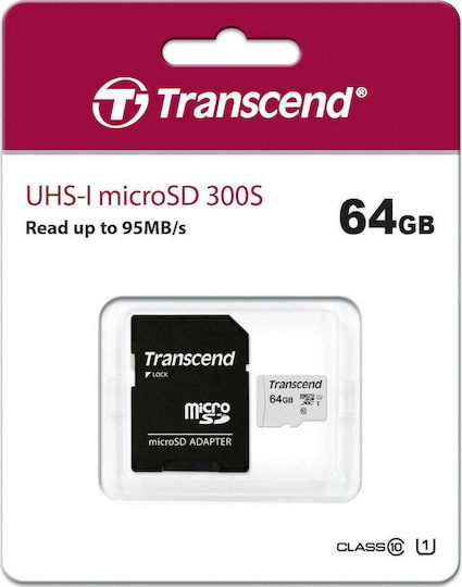 Transcend Transcend 300s microSDXC 64GB U1 V30 A1 UHS-I Speed Class 10 with Adapter view 2