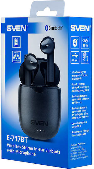 Sven E-717BT Earbud Bluetooth Handsfree Earphones with Charging Case Black view 4