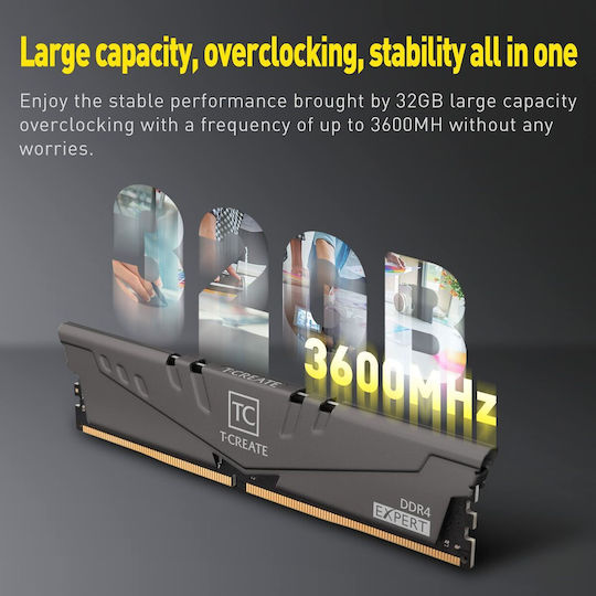 TeamGroup T-Create Expert DDR4 32GB RAM with 2x16GB Modules and Speed 3200 for Desktop TTCED432G3200HC16FDC01 vue 7