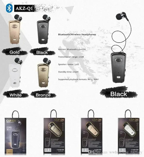 AKZ-Q1 In-ear Bluetooth Handsfree Earphone Lapel Black view 4