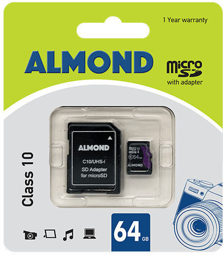 Almond SDHC 64GB Class 10 10MB/s With Adapter view 1