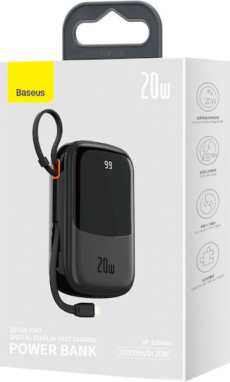 Baseus Qpow Pro Power Bank 20000mAh 20W with USB-A Port and USB-C Port Power Delivery / Quick Charge 3.0 Black view 2