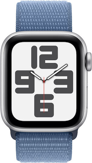 Apple Watch SE 2023 Aluminium 40mm Waterproof with Heart Rate Monitor (Silver with Winter Blue Sport Loop) view 2