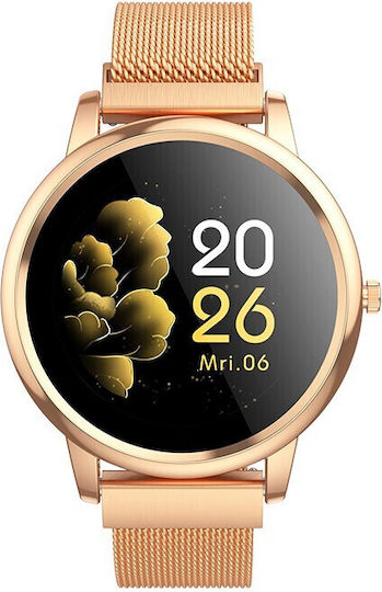 Hoco Y8 Stainless Steel Waterproof Smartwatch with Heart Rate Monitor (Gold) vista 2