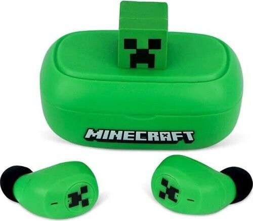 OTL Minecraft 3D Character In-ear Bluetooth Handsfree Earphones with Charging Case Green view 5