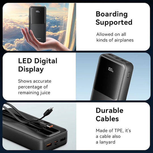 Vention FHP Power Bank 20000mAh 22.5W with 2 USB-A Output Ports and USB-C Output Port Black view 2
