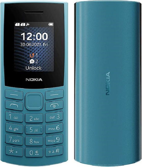 Nokia 105 4G (2023) Dual SIM Mobile with Buttons (English Menu) Blue view 4