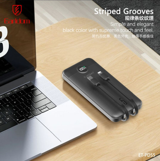 Earldom Pd55 Power Bank 10000mAh 22.5W Fast Charging 4in1 Cables Type-C & Lightning view 3