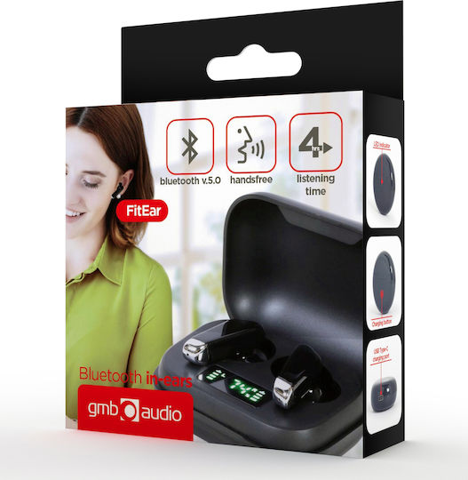 Gembird FITEAR-X300 In-ear Bluetooth Handsfree Earphones with Charging Case Black vista 5