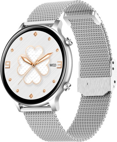 Ht12 1.32 Inch Steel Band Ip67 Waterproof Smart Watch Support Bluetooth Calling Sleep Monitoring Silver
