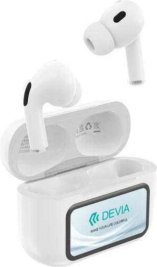 Devia EM417 Pro4 In-ear Bluetooth Handsfree Earphones with Charging Case White view 1