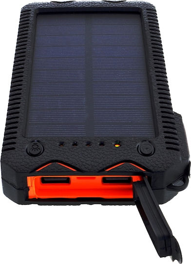 PowerNeed S12000 Solar Power Bank 12000mAh with 2 USB-A Ports Black view 3