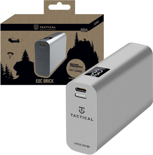 Tactical EDC Brick Power Bank 9600mAh 22.5W with USB-A Port and USB-C Port Silver view 3